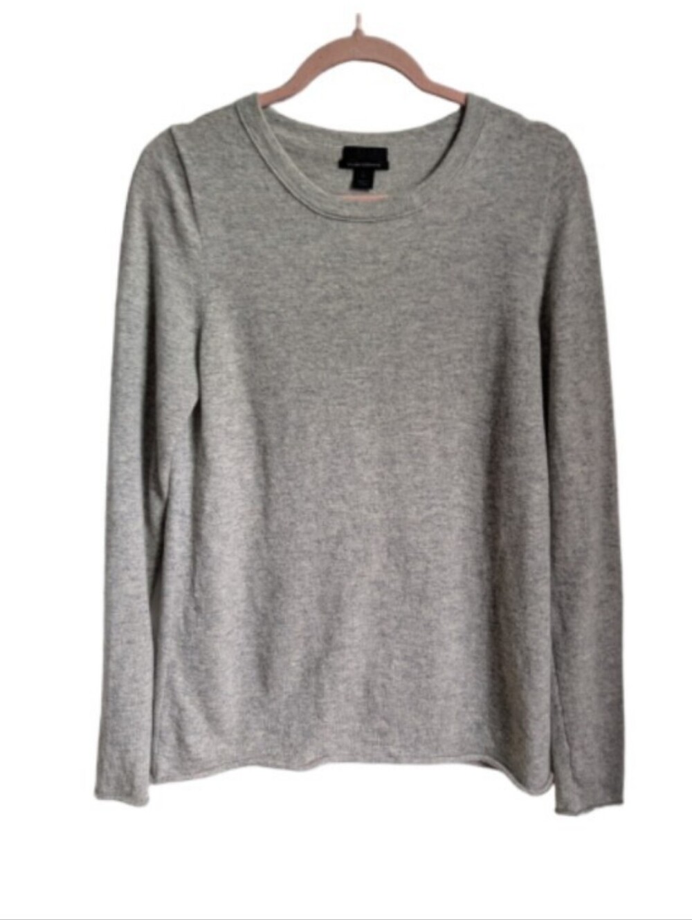 J CREW Light Grey Cashmere Minimalist Contemporary Crewneck Sweater Size Large